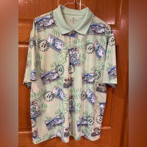 Club Room Mint Green Graphic Polo Shirt